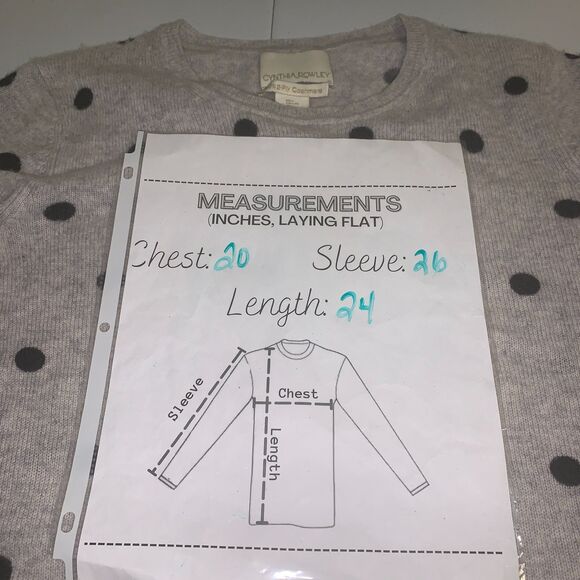 Cynthia Rowley 100% Cashmere Polka Dot Sweater Women’s Size Large Luxurious Knit - Picture 8 of 10